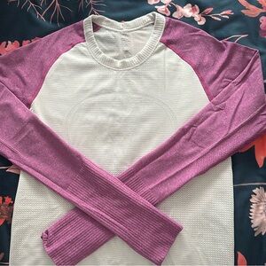 Lululemon Women's Swifty Tech Pink and White Long Sleeve Top 6